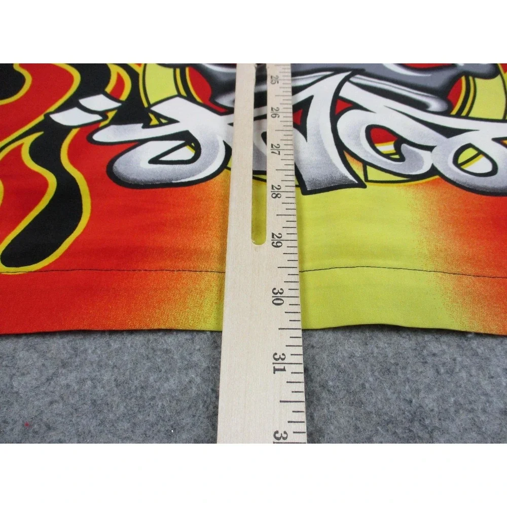 JNCO Shirt Mens Extra Large Black Red Flame Crown Graphic Button Up Skater Y2K